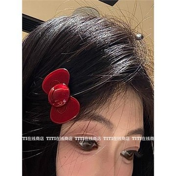 TiTi 可愛紅色蝴蝶結大號發卡趙露思同款發夾側邊碎發劉海夾子