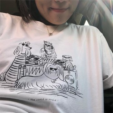 Circ Store The world is sound DJ Dog 原創設計短袖全棉T恤男女