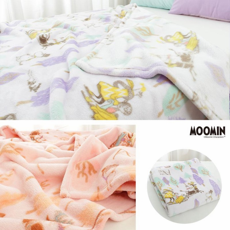 新品未開封☆JIN WorldwideHandSEOMクッション毛布&ステッカー ムーミン グッズ 毛布 シングル MOOMIN 暖かい ブランケット