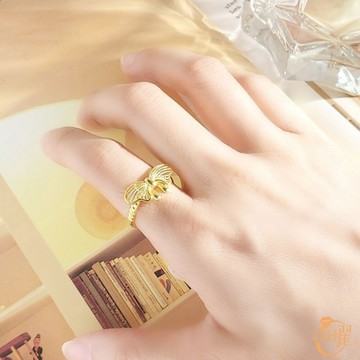 【晶曜珠寶】黃金戒指 女戒 蝶舞花間 活動戒圍 0.90錢