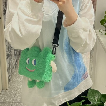 ✨免運✨微笑包包 笑臉包包 ins草包情侶搞怪掛脖斜挎設計可愛笑臉耳機包毛絨挎包禮物 BZ7I