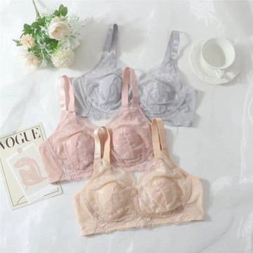 蕾絲超薄文胸無鋼圈大胸顯小兔耳朵內衣