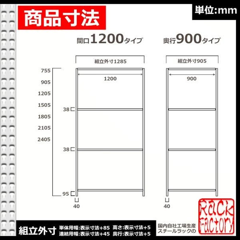 スチールラック 幅120×奥行90×高さ90cm 6段 耐荷重300kg/段 中量棚