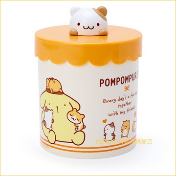 asdfkitty可愛家☆布丁狗疊疊樂倉鼠造型蓋圓型收納罐/置物罐/糖果罐-日本正版商品