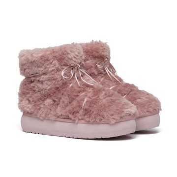韓國 Rockfish Weatherwear CURLY FUR BOOTS SHORT 捲毛厚底短靴 灰粉色 DUSTY PINK