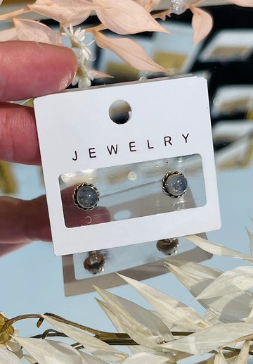 麻花圈復古天然拉長石7mm*7mm單針舒緩急躁個人吸收負能量