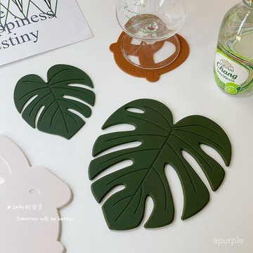 創意植物硅膠杯墊ins風可水洗耐磨隔熱墊耐高溫防燙碗墊隔熱餐墊 7MFM