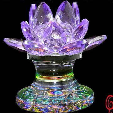【吉祥開運坊】蓮花系列【供佛 化樑 紫色水晶蓮花座 1個 七彩水晶底座】淨化 擇日