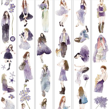 一點紫 紫をまとう女の子たち PET 和紙膠帶 10 米卷 (kiss-cut)