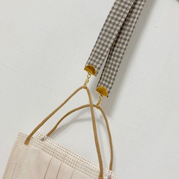 灰紫格紋 口罩吊繩 口罩鍊