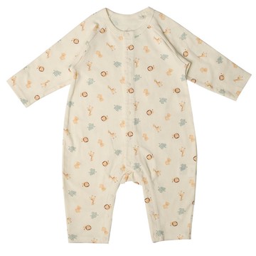 akachan honpo - 長袖兔裝-滿版圖案-米白色