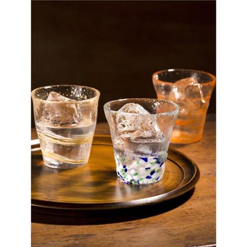 日本aderia手工玻璃水杯金彩茶杯彩色果汁杯早餐杯茶杯牛奶杯