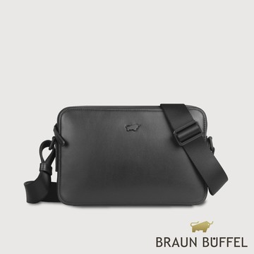 【BRAUN BUFFEL 德國小金牛】台灣總代理 瑞凱-T 斜背包-黑色/BF555-60-BK