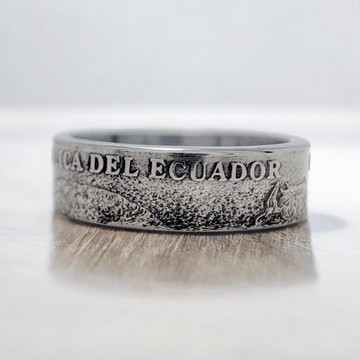 厄瓜多錢幣戒指 5 centavos 2000-2003, 厄瓜多男子錢幣戒指,  autentico 戒指