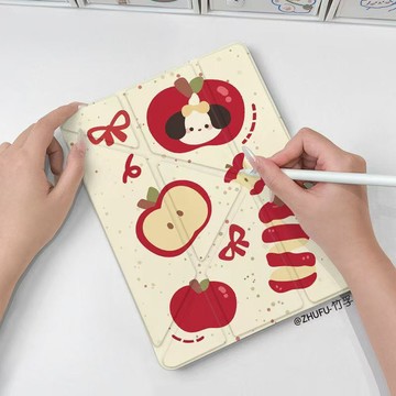 蝴蝶結狗狗IPadY折平板保護殼卡通可愛適用於Air11M3/A16/10th/Air1/2/4/5th防摔