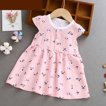 嬰兒夏季連衣裙女寶寶綿棉綢飛袖小裙子嬰幼兒夏裝公主裙薄款睡裙
