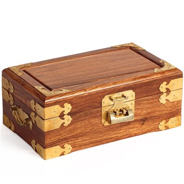 古風紅木雙層實木質中國風花梨木小號婚慶首飾盒飾品收納盒子帶鎖