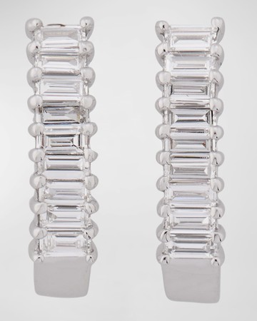 14K Gold Baguette Diamond Huggie Earrings, 0.5 tcw
