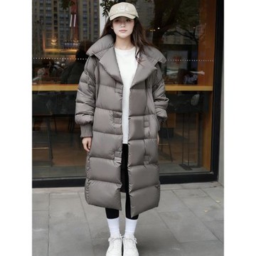 2025冬季新款面包服大被子灰色中長款棉衣外套寬松加厚羽絨棉服女