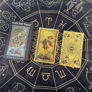跨境批發韋特金箔塔羅牌tarotPVC塑料防水彩印桌游燙金現貨