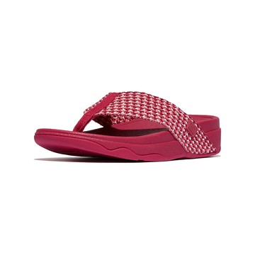 FitFlop SURFA 多色織帶夾腳涼鞋-女(紅莓色)