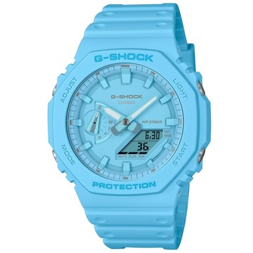 【CASIO 卡西歐】G-SHOCK Tone-on-Tone 搶眼天藍八角形錶殼 GA-2100-2A2_45.4mm