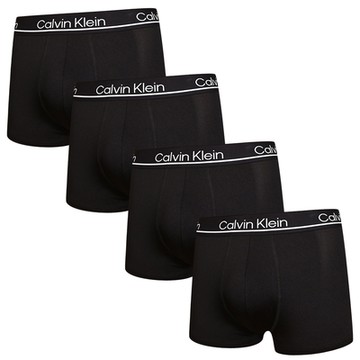 Calvin Klein Microfiber Stretch 男內褲 絲質速乾高彈力平口褲/四角褲/CK內褲-黑色 四入組