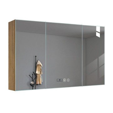 BOLEN定制led智能浴室燈鏡柜酒店家用衛生間洗漱臺帶置物架鏡柜子[DD150110]