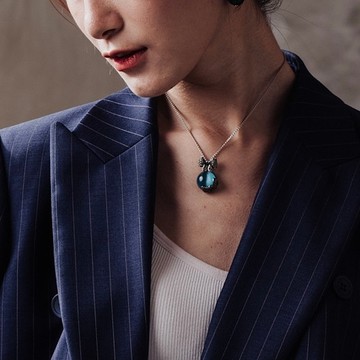 藍色貓眼石 蘇菲亞系列 蝴蝶結項鍊