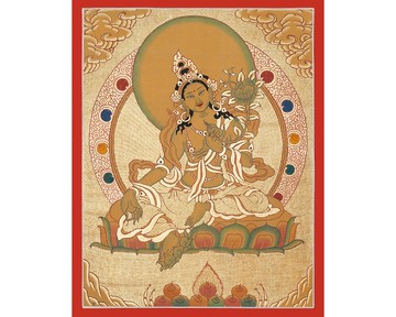 古董綠度母唐卡 - 啟蒙的象徵