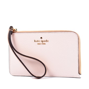 KATE SPADE Lucy 鵝卵石紋手掛證件零錢手拿包-粉/白