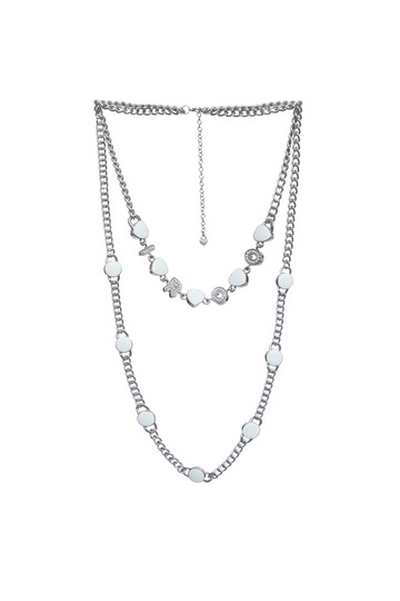 IROO珍珠愛心五金雙層長鍊