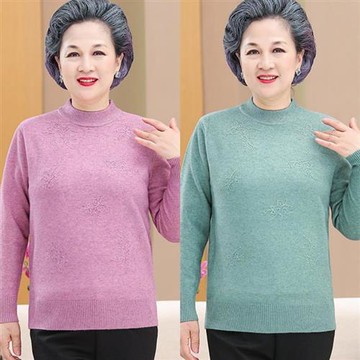 【米蘭精品】現貨+預購 高級針織衫上衣秋冬毛衣寬鬆大碼休閒女裝百搭媽媽裝-長袖高領純色女上衣4色74mo31