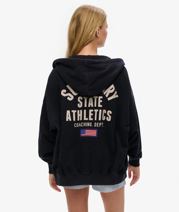 Superdry Women's Athletic Essentials Oversized Zip Hoodie Navy Size: 10