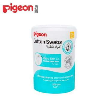 【任選】日本《Pigeon 貝親》紙軸棉花棒(細)200支入