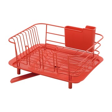 【日本RISU】加大型杯盤碗碟瀝水籃(附筷筒)-2色可選-紅