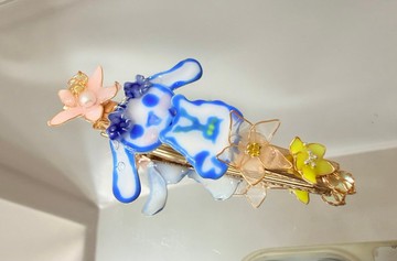 玉桂狗花花髮夾  手工製作