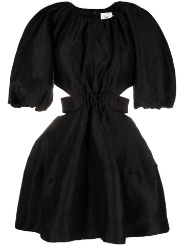 Aje - Psychedelia cut-out minidress - women - Linen/Flax/Viscose/Cotton - 16 - Black