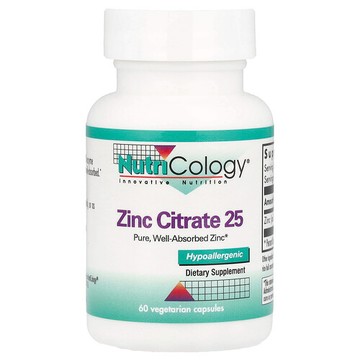 Nutricology, 檸檬酸鋅 25 ，60 粒素食膠囊