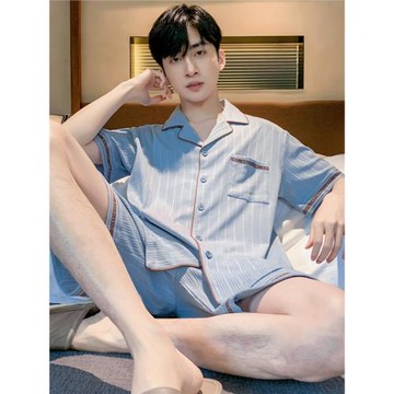 男士睡衣夏季高級感純棉短袖短褲套裝男生款大碼夏天青少年家居服
