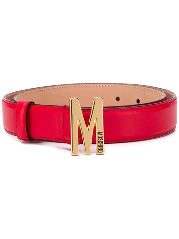Moschino - logo plaque belt - women - Calf Leather - 42 - Red