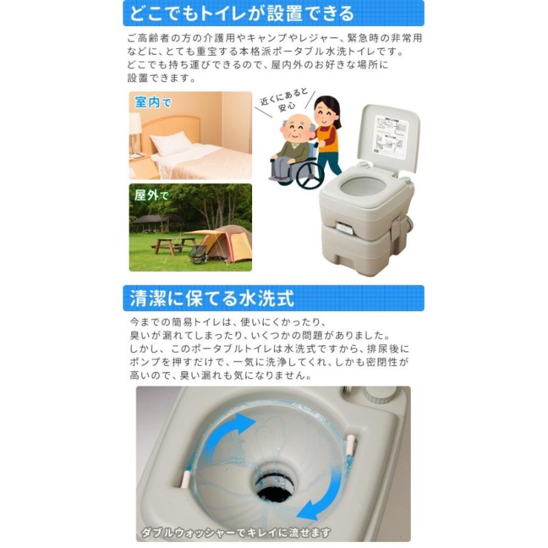 本格派ポータブル水洗トイレ 20L - トイレ関連用品