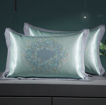 汉方/乡村风夏季凉席冰丝枕头套一对 可机洗水高档冰丝枕套藤枕套