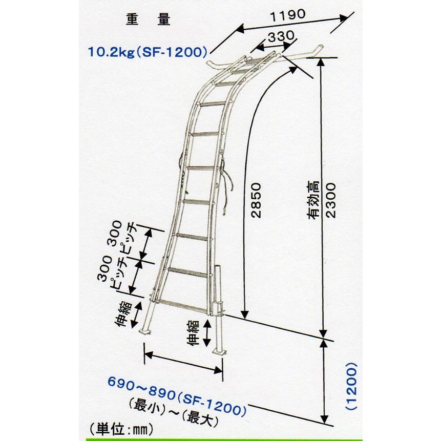 ミツル ビニールハウス専用梯子 大型ハウス対応 セレクトフィット SF-1200