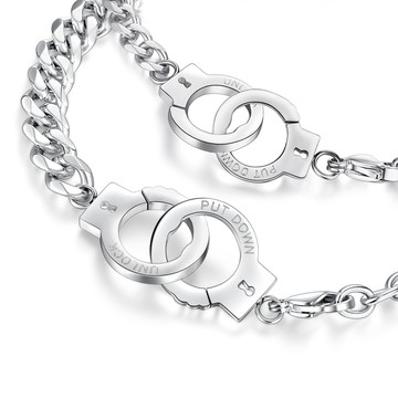 情人手鍊・手銬造型・客製刻字・單個｜週年紀念．送閨蜜