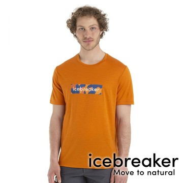 【icebreaker】Tech Lite II男羊毛圓領印花短袖上衣AD150『柚橘』戶外 露營 登山 健行 短袖 上衣 吸濕排汗 0A56RH