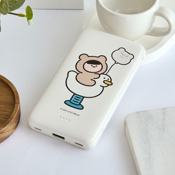 蛋塔熊妹白鴨彈簧搖椅雙線快充10000mAh行動電源