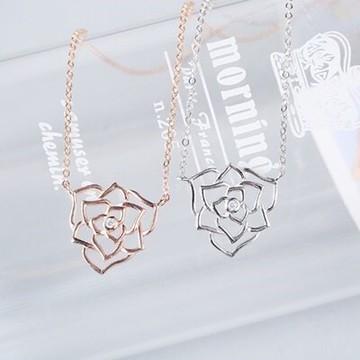 925純銀項鍊 鑲鑽吊墜-甜美浪漫玫瑰花造型母親節情人節生日禮物女飾品2色73gx11【獨家進口】【米蘭精品】