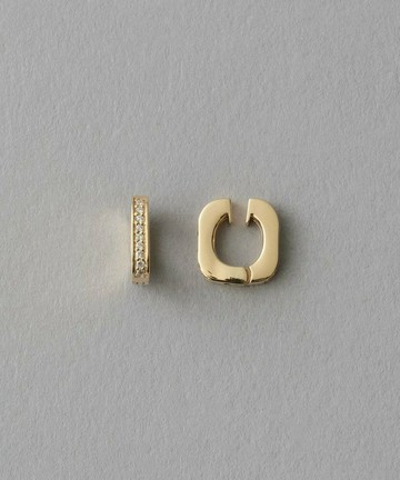 [bijoux] ete  K10YG 雙面黑白鑽耳夾耳環  | 耳環 送禮 情人節 [Rakuten Fashion]