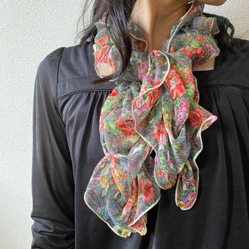 Ballett 輕鬆一綁 瞬間時尚 簡約一鍵穿戴優雅抓皺絲巾 日本製 京都直送 絕佳贈禮選擇